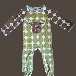 Mud Pie Green and Brown Moose Kids Footie